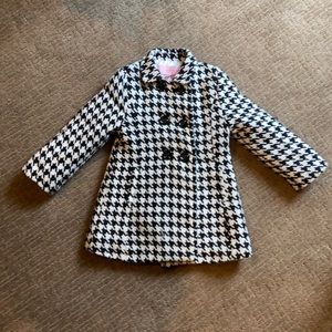 Girls Black and White Checkered Winter Coat